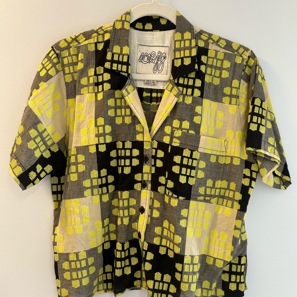 Ace & Jig Fluorescent Yellow and Black Patterned Murphy Shirt